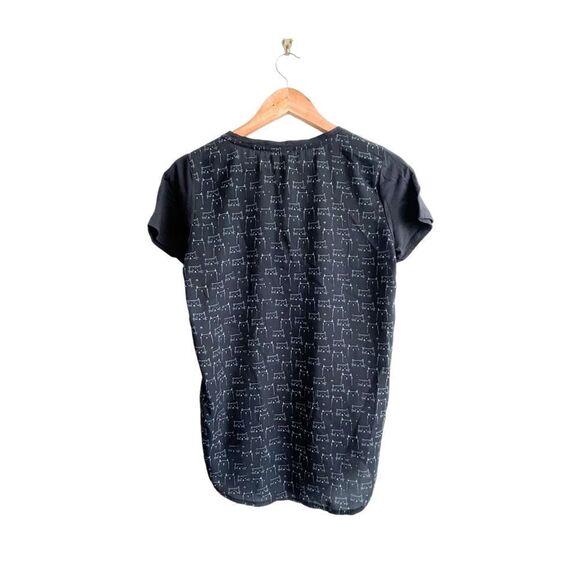 Twik High-Low Kitty T-Shirt Short Sleeved Top Knit Front Polyester Back Womens M - Picture 2 of 8
